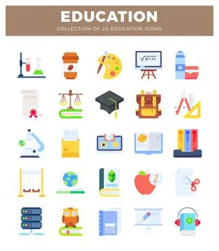 Flat vector icons for education and learning. conceptual icons. 스톡 일러스트