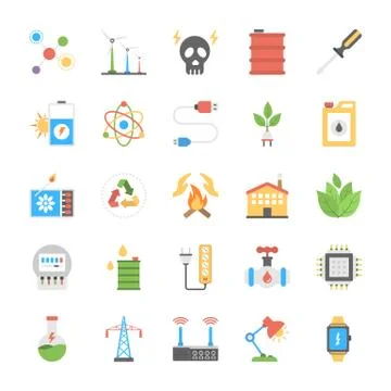 Flat Vector Icons of Energy and Power Illustrazione stock