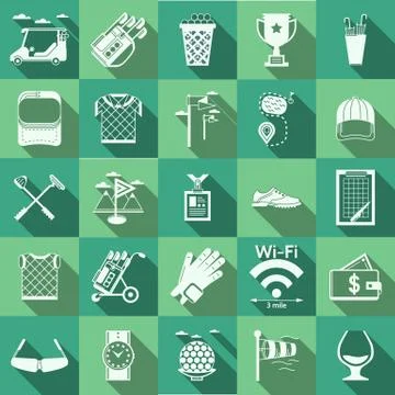 Flat vector icons for golf Stockillustratie