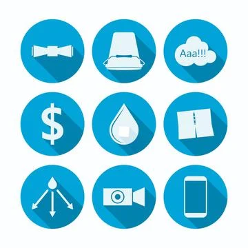 Flat vector icons for Ice Bucket Challenge Set of blue circle flat vector ... 스톡 사진