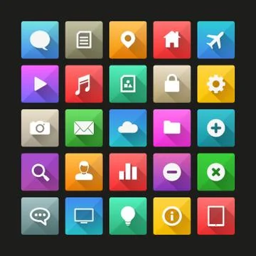 Flat vector icons with long shadow. Stock-Illustration