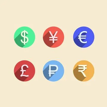 Flat vector icons for moneymaker Set of colored circle vector icons with c... Stock Photos