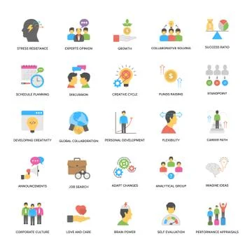 Flat Vector Icons Pack Of Success and Opportunities Illustrazione stock