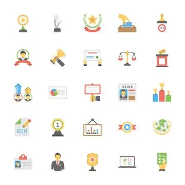 Flat Vector Icons Pack of Vote and Rewards Stock Illustration