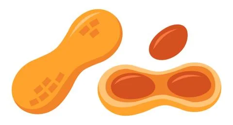 Flat vector icons of peanuts. Illustrazione stock