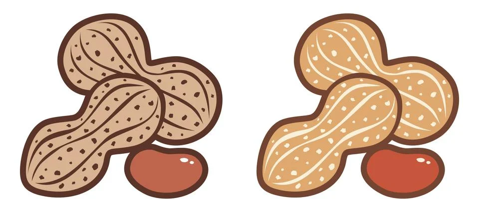 Flat vector icons of peanuts. Illustrazione stock