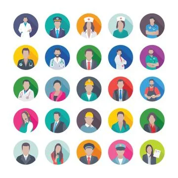 Flat Vector Icons of Professions Stock Illustration