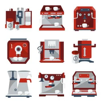 Flat vector icons for selling coffee machines イラスト素材