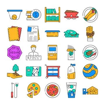 Flat vector icons set illustrating diverse concepts イラスト素材