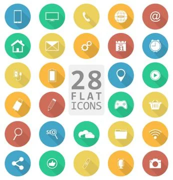 Flat vector icons set. Illustrazione stock