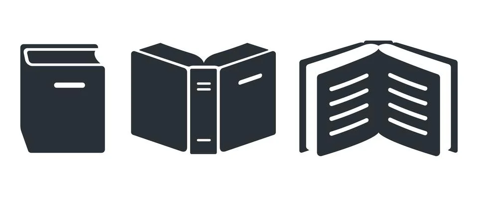 Flat vector icons set on a white background, close and open books, library or Stock Illustration
