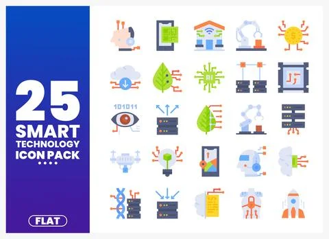 Flat vector icons for smart technology concepts Stock Illustration