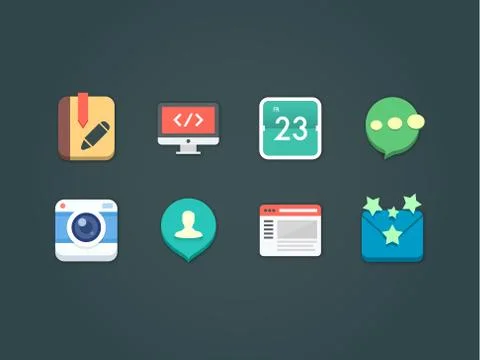 Flat vector icons for web and mobile Stock Illustration
