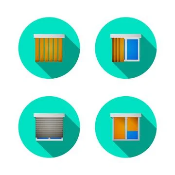 Flat vector icons for windows with louvers Set of circle colored flat vect... Stock Photos