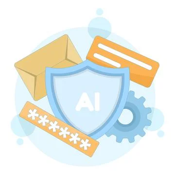 Flat vector illustration of AI-powered fraud detection system Stock Illustration