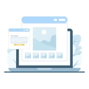 Flat vector illustration of AI text-to-image generator イラスト素材