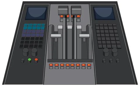 Flat vector illustration of aircraft flight deck throttle levers, buttons, an Stock Illustration