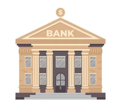 Flat vector illustration of bank building isolated on white background Stock Illustration