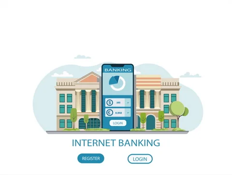 Flat vector illustration of a banking and diagrams 4 Stock Footage 342717966