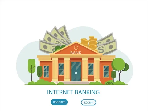 Flat vector illustration of a banking and diagrams Stock Footage 342717982