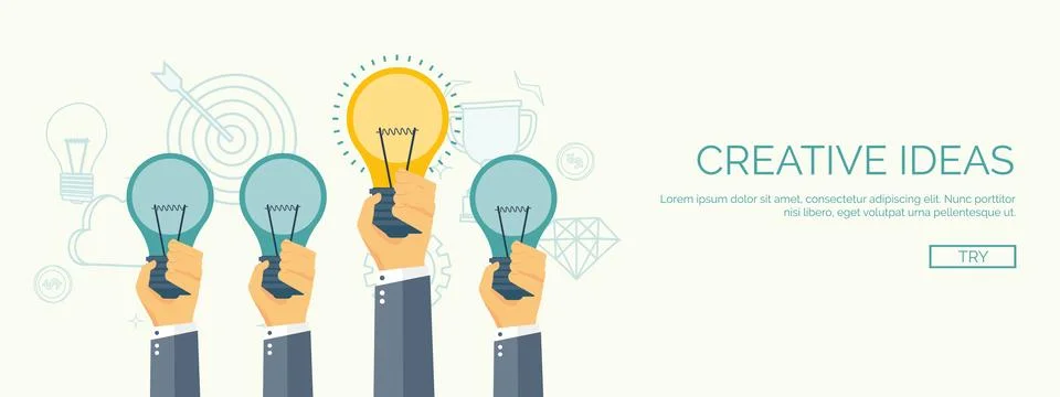 Flat vector illustration. Be a leader. Ideas generating. Creativity and teamwork Stock Illustration