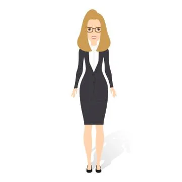 Flat vector illustration of a beautiful young woman. Young woman dressed in Stock Illustration