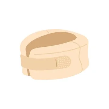 Flat vector illustration of a beige orthopedic neck collar cervical brace. Po Stock Illustration