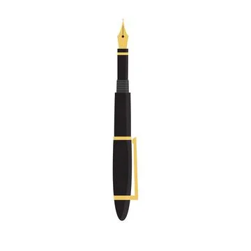 Flat vector illustration of black and gold fountain ink calligraphy pen Isola Stock Illustration
