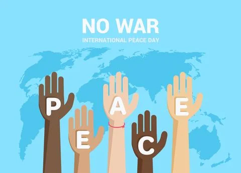 Flat vector illustration on a blue background, international day of peace, ha Stock Illustration