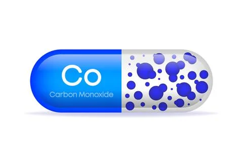 Flat vector illustration. Blue capsule carbon monoxide Stockillustratie