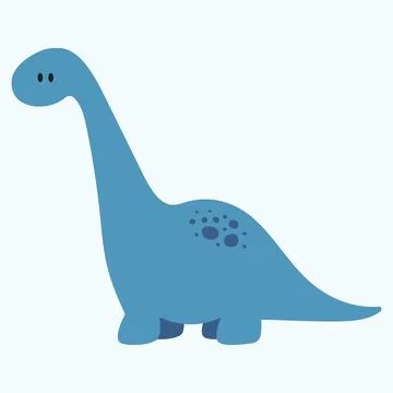 Flat vector illustration of a blue dinosaur with a long neck Stock Illustration