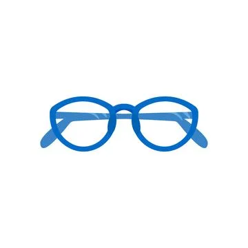 Flat vector illustration of blue eyeglasses. Isolated on white background Illustrazione stock