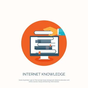 Flat vector illustration with books, flask. Study,learning concept background Illustrazione stock