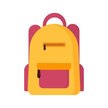 Flat vector illustration of bright yellow, orange and red school backpack. Back Stock Illustration