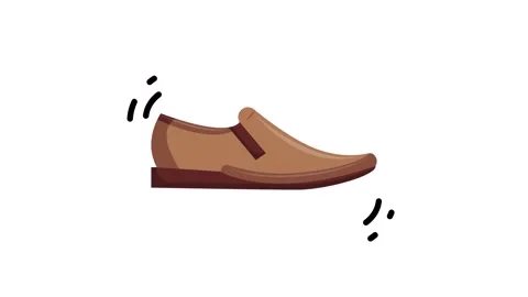 Flat Vector Illustration of a Brown Formal Slip-on Shoe Icon on White Background Stock Footage 345931154