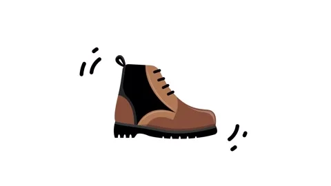 Flat Vector Illustration of a Brown Leather Ankle Boot Icon on White Background Stock Footage 345931172