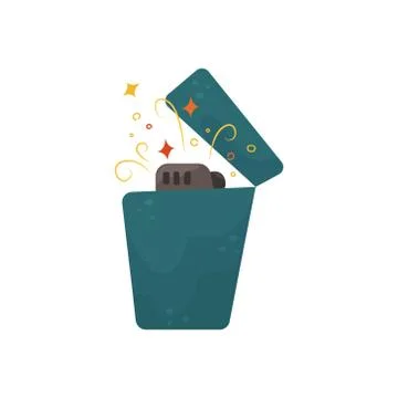 Flat vector illustration of a burning blue lighter. Stock Illustration