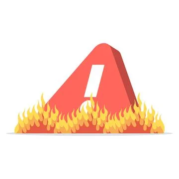 Flat vector illustration of burning exclamation mark, hot offer, overwork. Stock Illustration