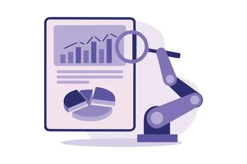Flat Vector Illustration of Business Process Automation and Big Data IT Sol.. 库存插图