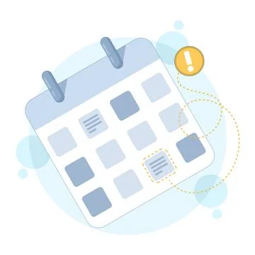 Flat vector illustration of calendar with deadline or event reminder alert 库存插图