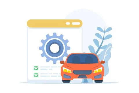 Flat vector illustration of a car repair service inspection Stock Illustration
