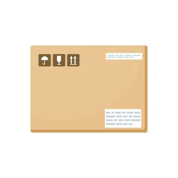Flat vector illustration of cardboard package, shipping box, delivery parcel. イラスト素材