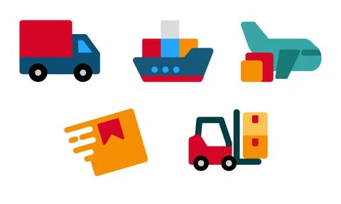 Flat vector illustration of cargo and shipping.  Stock Illustration