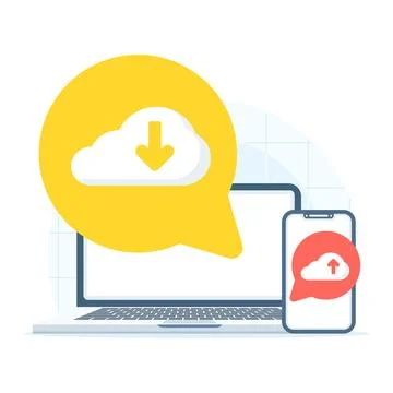 Flat vector illustration of cloud backup concept Stock Illustration