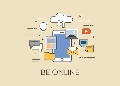 Flat vector illustration of cloud for smartphones. All in your device or in Stock Illustration