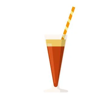 Flat vector illustration of coffee drink shakerato or a coffee milk cocktail. Stock Illustration