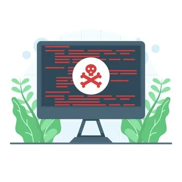 Flat vector illustration of a computer system error warning Stock Illustration
