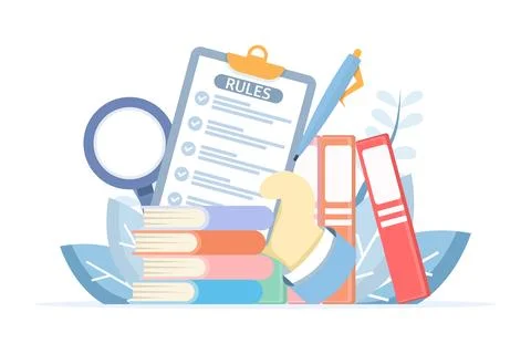 Flat vector illustration of corporate rules and regulations Stock Illustration