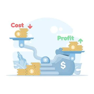 Flat vector illustration of cost reduction and profitability growth concept Stock Illustration