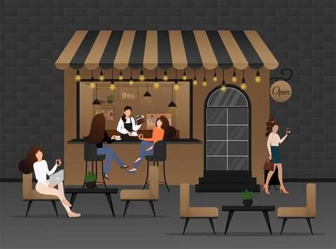Flat vector illustration. Cozy room interior. Interior design. Cartoon people イラスト素材